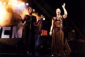 [Angie Dickinson and Billie Godfrey]